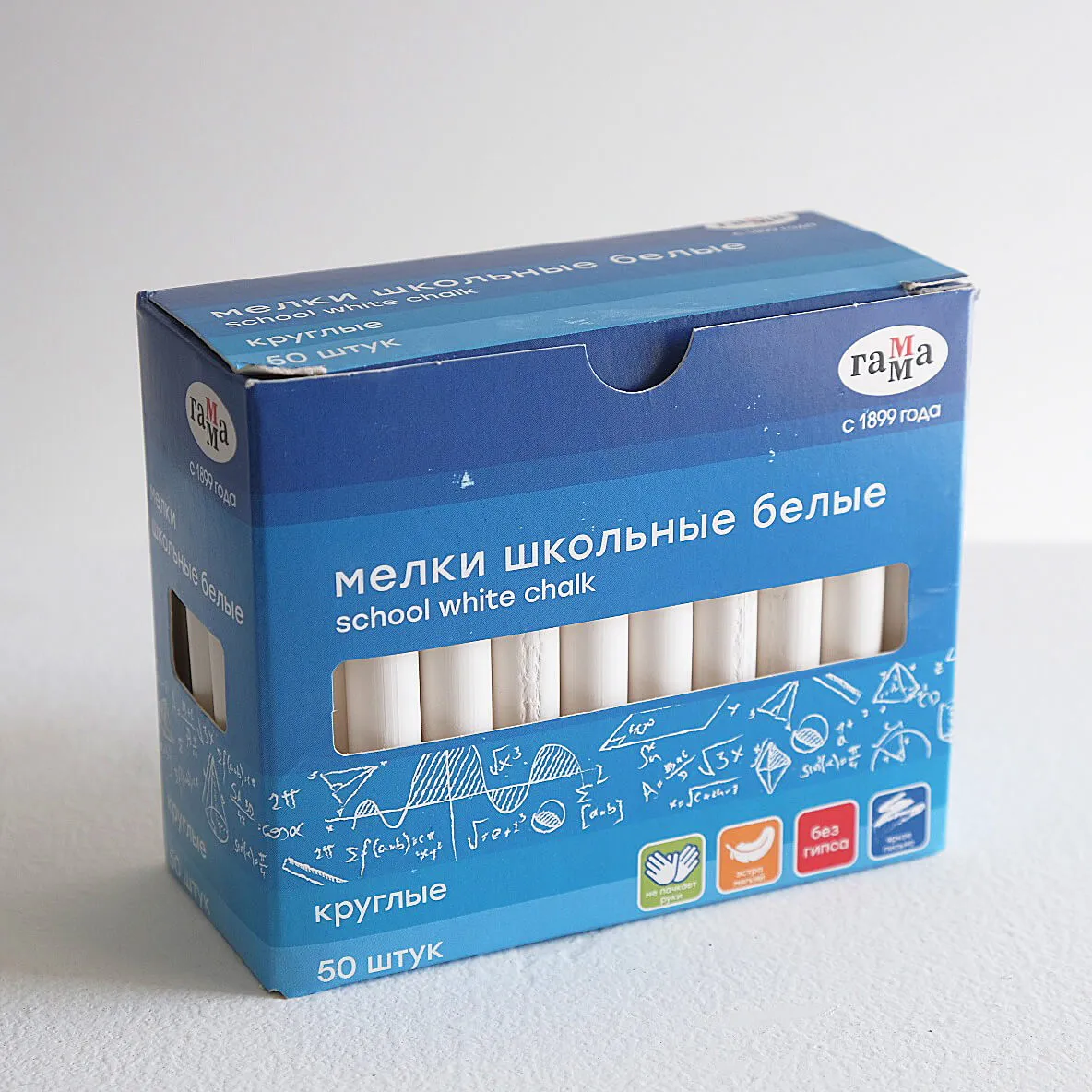Мелки школьные Гамма, белые, круглые (50 шт) Мелки школьные Гамма, белые, круглые (50 шт)