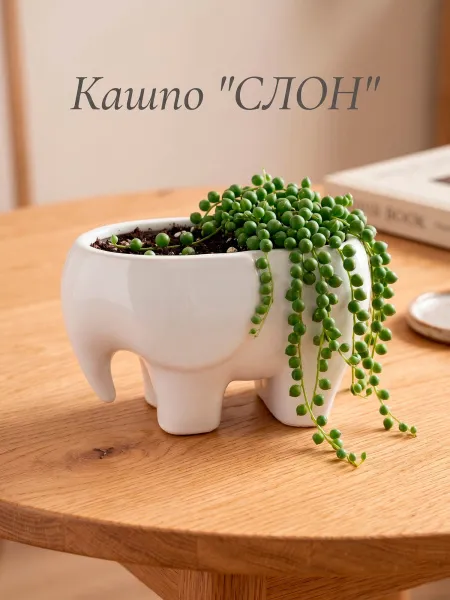 Кашпо "Слон" белое