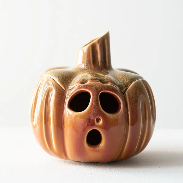Тыква подсвечник "Pumpkin MUNK", керамика, высота 12 см. (уценка)