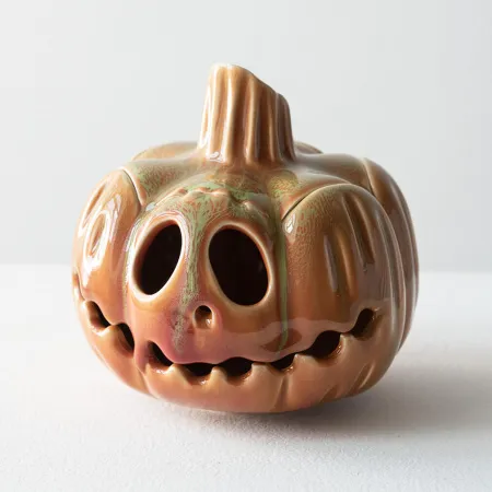 Тыква подсвечник "Pumpkin JOKER", керамика, высота 12 см. (уценка) №2