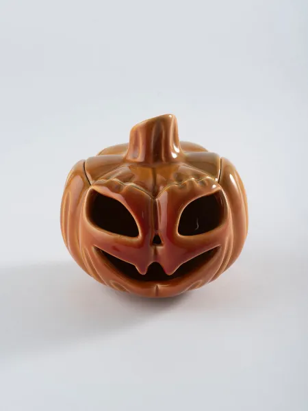 Тыква - подсвечник "Pumpkin sly", декор на Хэллоуин, 12 см