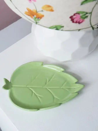 Тарелочка керамическая "Leaf", мятная №2